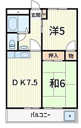 ラヴュー・デ・プラタン 2DKの間取図画像