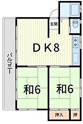 大成コーポ 2DKの間取図画像