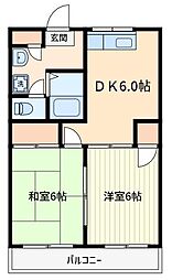 ビューハイム 2DKの間取図画像