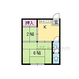 山鳩荘 2Kの間取図画像