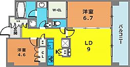 HF若林公園レジデンス 2LDKの間取図画像