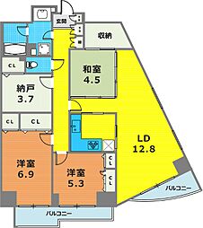 グランドメゾン三軒茶屋 3SLDKの間取図画像