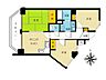 間取り：西側を向いた50m2超のお部屋です。ダイニングキッチンなどは日当り良好で開放的な印象です。