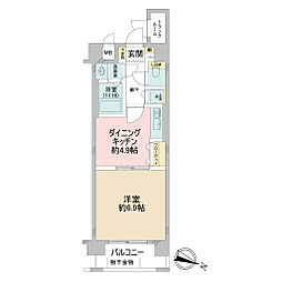 プレサンス神戸三宮 1DKの間取図画像