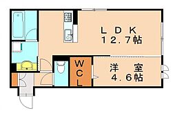 D-ROOM若園 1LDKの間取図画像