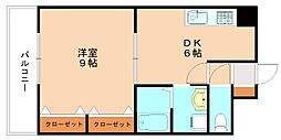 ベルガ北方 1DKの間取図画像