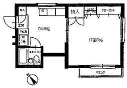 シアーズ行徳 2階1DKの間取り