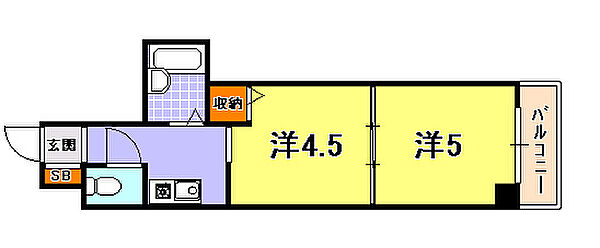 兵庫県神戸市中央区下山手通４丁目(賃貸マンション2K・6階・28.00㎡)の写真 その2