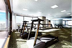 [設備] 3階にはフィットネスルーム、早朝から利用可能ですので朝からトレーニングで健康的な生活はいかがでしょうか