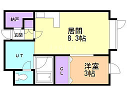 ポート・24小樽 1DKの間取図画像