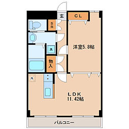 DNKMSAパートIビル 5階1LDKの間取り