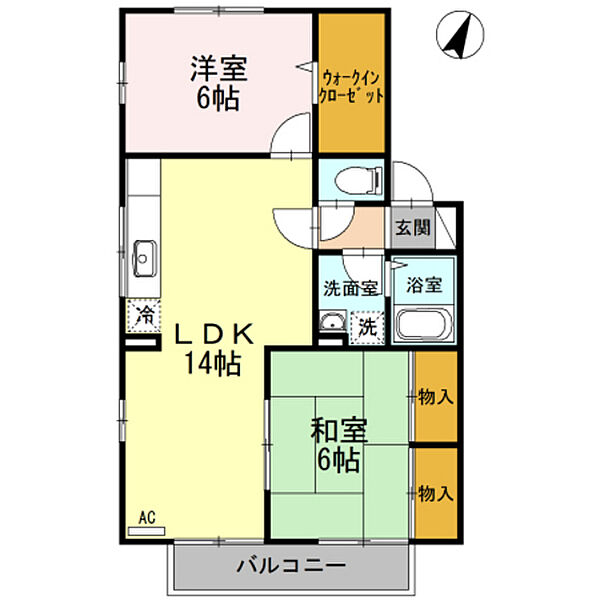 広島県広島市佐伯区五日市町皆賀(賃貸アパート2LDK・2階・59.58㎡)の写真 その2