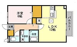 サンクコール・朝和A 1LDKの間取図画像