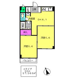 クレスト東駒形 2DKの間取図画像