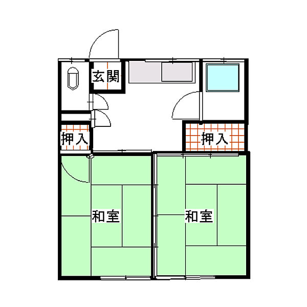 サニーハイツ 102/201｜茨城県日立市金沢町３丁目(賃貸アパート2DK・2階・34.78㎡)の写真 その2