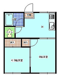 コーポ和多田 2DKの間取図画像
