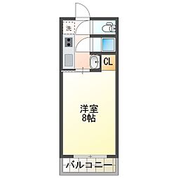 光ハイツA棟 1Kの間取図画像