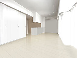 [居間] リビングダイニングキッチン、CGで空室を再現したイメージ画像です。リフォーム費用は含まれません。