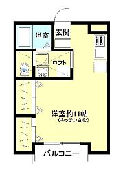 ガーデンハイム 2階ワンルームの間取り