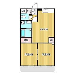 リバーシティー中山C 2DKの間取図画像