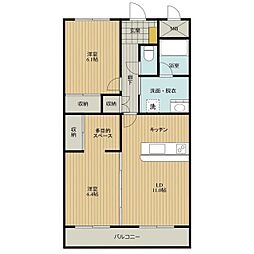Pastoral上塩冶 2LDKの間取図画像