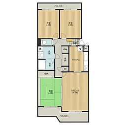 ヴィラ北村 3LDKの間取図画像