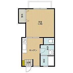 クレセントハイツ2 1Kの間取図画像