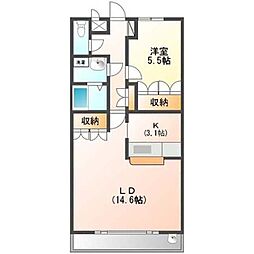 ｄｕｒｅｒII（デュレツー） 2階1LDKの間取り