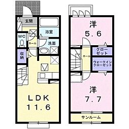 K.Z will H 2LDKの間取図画像