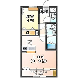 Olive(オリーブ) よしわら6丁目 1LDKの間取図画像