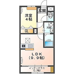 Olive(オリーブ) よしわら6丁目 1LDKの間取図画像