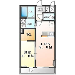 Olive(オリーブ) よしわら6丁目 1LDKの間取図画像