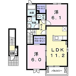 ベルアンジュ 2LDKの間取図画像