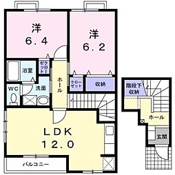 ボヌール・フラグランスA 2LDKの間取図画像