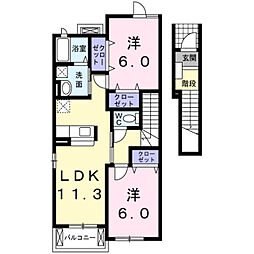 さくらヒルズ霞台壱番館 2LDKの間取図画像