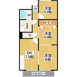 サンフル真鍋 3DKの間取図画像