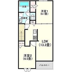 エヌワン 2LDKの間取図画像