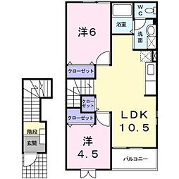 ヴィラ・アベニールC 2LDKの間取図画像