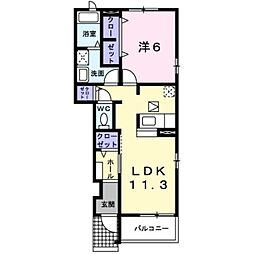 クレセールA 1LDKの間取図画像