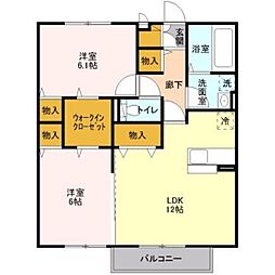 プランドール 2LDKの間取図画像