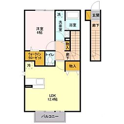 スバルコーポS 1LDKの間取図画像