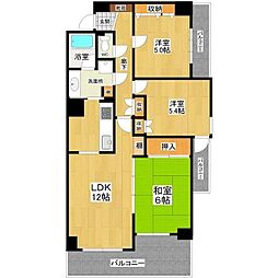 モアリッシェル土浦タワーズ 3LDKの間取図画像