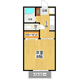 フローラルA 1Kの間取図画像