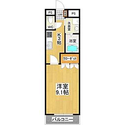 アメニティハイツK 1Kの間取図画像