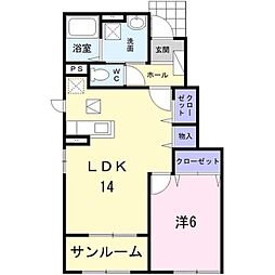 ベルポストB 1LDKの間取図画像