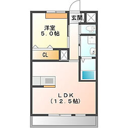 エスカーザ 1LDKの間取図画像