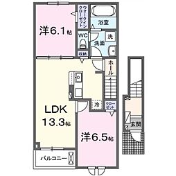 コージーフラット2 2LDKの間取図画像