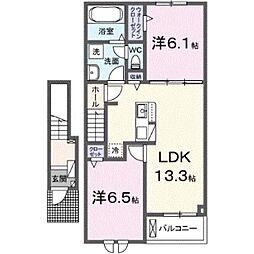 リブス並木I 2LDKの間取図画像