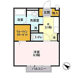 サニーフラット 1Kの間取図画像