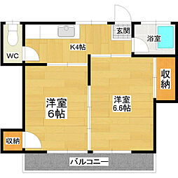グレースカーサ 2DKの間取図画像